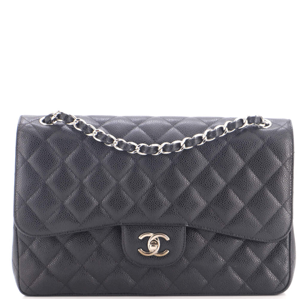 Chanel Jumbo Classic Double Flap Bag Quilted Caviar
